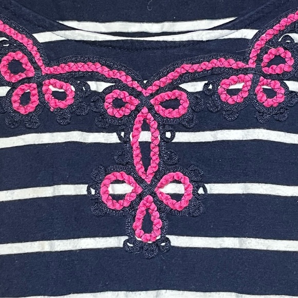 Talbots Womens Maxi Dress Embroidered Tassel Belt Jersey Stripe Size 3X Petite - Picture 5 of 8